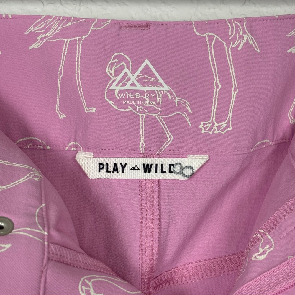 Wild Rye Women's Shorts SZ 12 Pink Flamingo Print Golf Bike Active‎ NEW - Picture 9 of 14